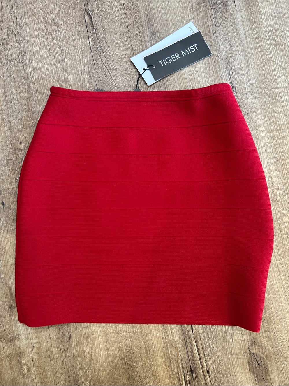 Tiger Mist Bright Red Bandage Mini Skirt